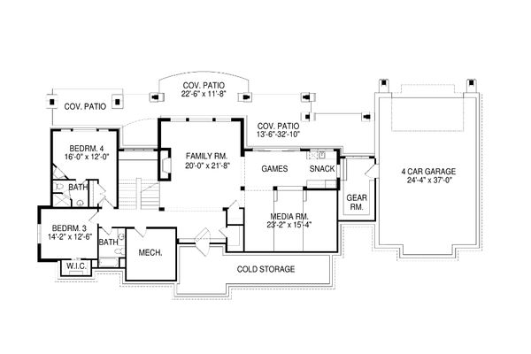 Architectural House Design - Craftsman Floor Plan - Lower Floor Plan #920-70