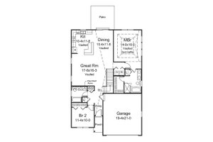 Floor Plan - Main Floor for Ranch House Plan #57-646 - 2 bed, 2 bath