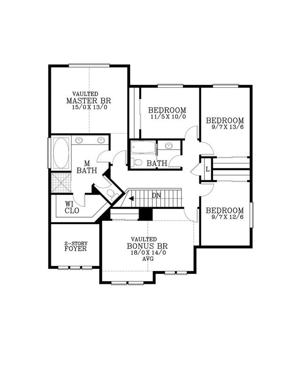 Craftsman Floor Plan - Upper Floor Plan #53-485