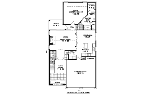 Floor Plan - Main Floor for Traditional House Plan #81-13630 - 3 bed, 2.5 bath