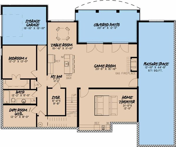 Home Plan - Country Floor Plan - Lower Floor Plan #17-3374