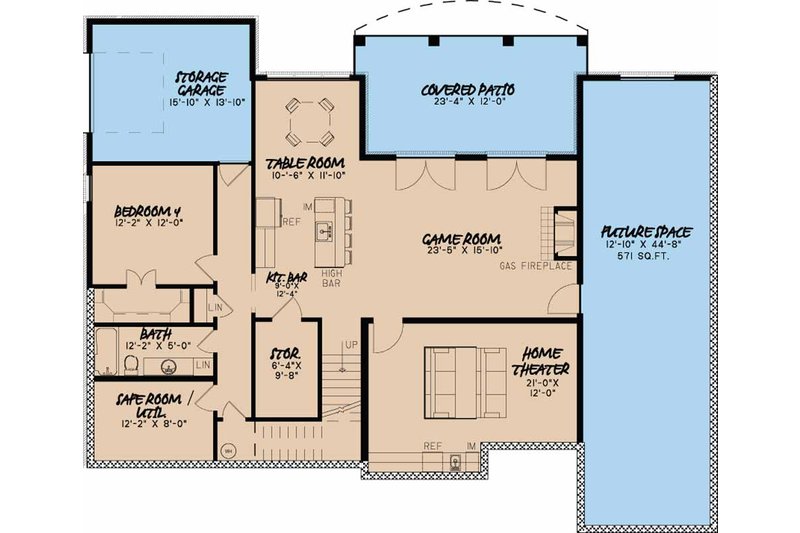 House Blueprint - Floor Plan - Lower Floor for Country House Plan #17-3374 - 4 bed, 3.5 bath