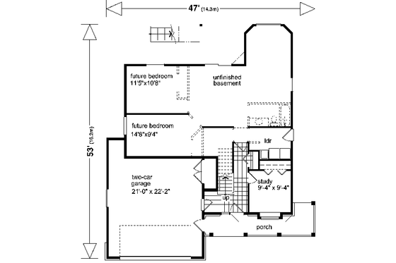 Floor Plan - Main Floor for Traditional House Plan #47-599 - 3 bed, 2 bath