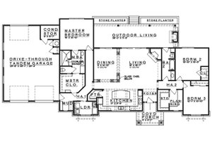 Floor Plan - Main Floor for Craftsman House Plan #935-12 - 3 bed, 2 bath