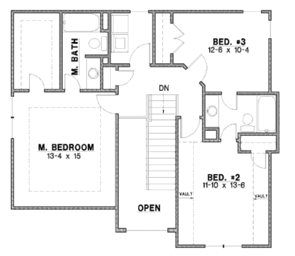 Traditional Floor Plan - Upper Floor Plan #67-869