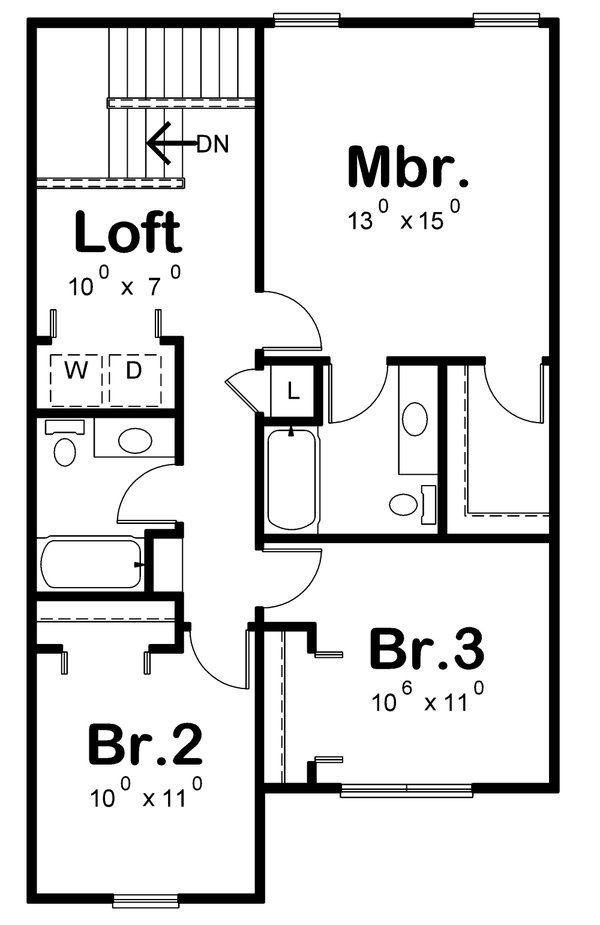 Dream House Plan - Floor Plan - Upper Floor 1 for Farmhouse House Plan #20-2638 - 3 bed, 2.5 bath