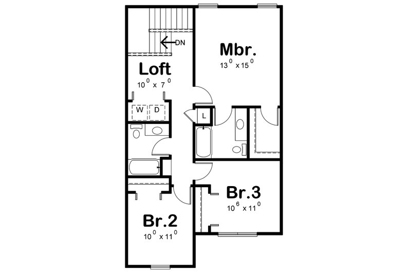 Dream House Plan - Floor Plan - Upper Floor 1 for Farmhouse House Plan #20-2638 - 3 bed, 2.5 bath
