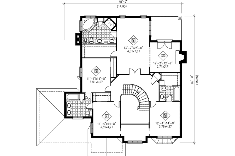 House Plan Design - Floor Plan - Upper Floor for European House Plan #25-2171 - 4 bed, 3.5 bath