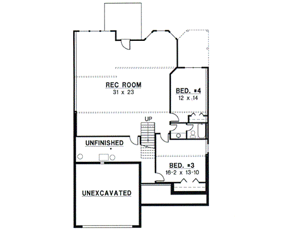 Traditional Floor Plan - Lower Floor Plan #67-336