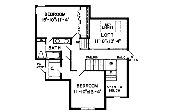 Floor Plan - Upper Floor for European House Plan #312-241 - 3 bed, 2.5 bath
