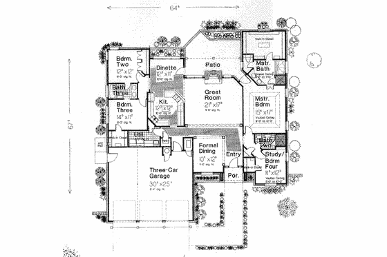 Floor Plan - Main Floor for Tudor House Plan #310-534 - 4 bed, 3 bath