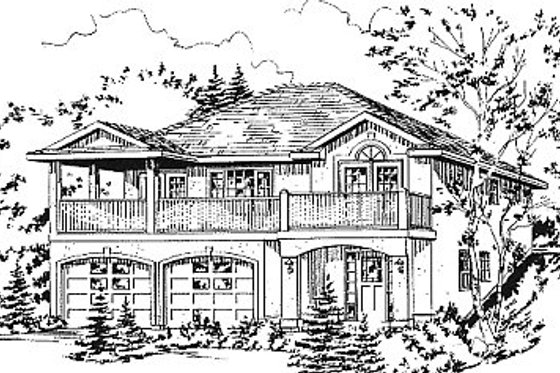 Exterior - Other Elevation for European House Plan #18-1008 - 3 bed, 2 bath