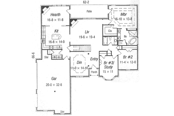 Floor Plan - Main Floor for European House Plan #329-140 - 4 bed, 3 bath