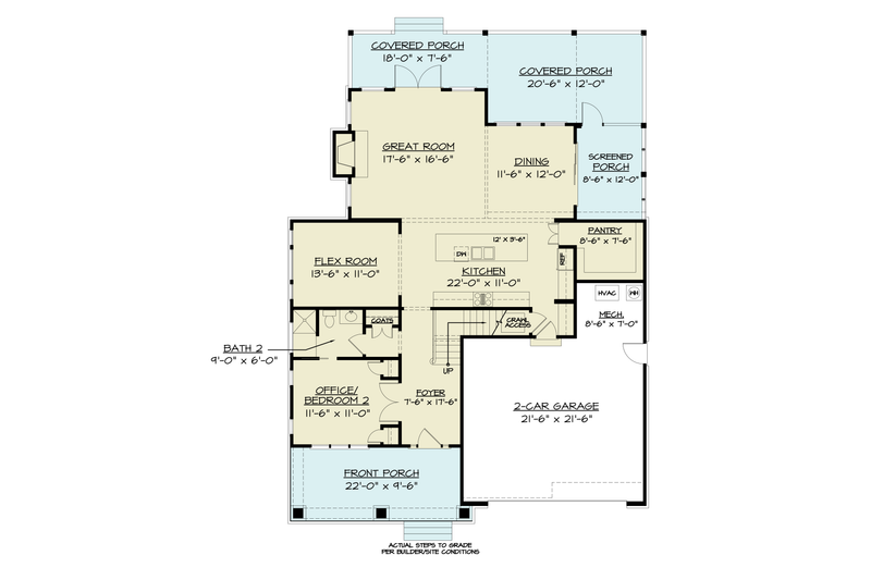 House Design - Floor Plan - Main Floor for Craftsman House Plan #119-450 - 4 bed, 4 bath