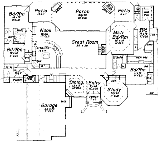 House Plan Design - European Floor Plan - Main Floor Plan #52-175