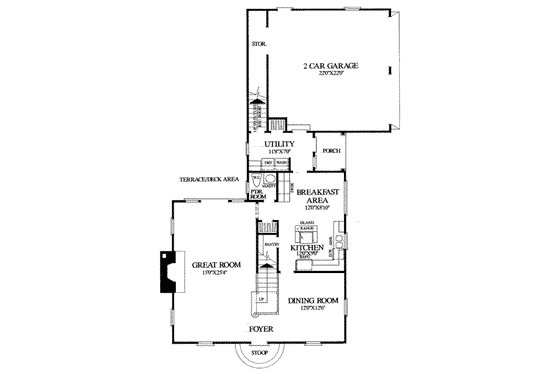 Floor Plan - Main Floor for Colonial House Plan #137-223 - 3 bed, 2 bath
