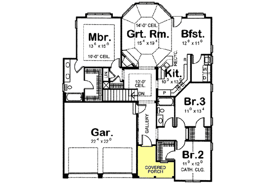 Floor Plan - Main Floor for Traditional House Plan #20-1402 - 3 bed, 2 bath