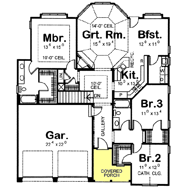 Dream House Plan - Traditional Floor Plan - Main Floor Plan #20-1402