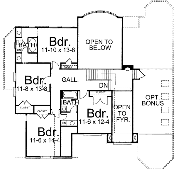 House Plan Design - European Floor Plan - Upper Floor Plan #119-141