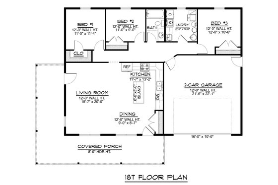 Floor Plan - Main Floor for Barndominium House Plan #1064-312 - 3 bed, 1 bath