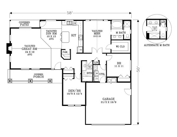 Architectural House Design - Craftsman Floor Plan - Main Floor Plan #53-581