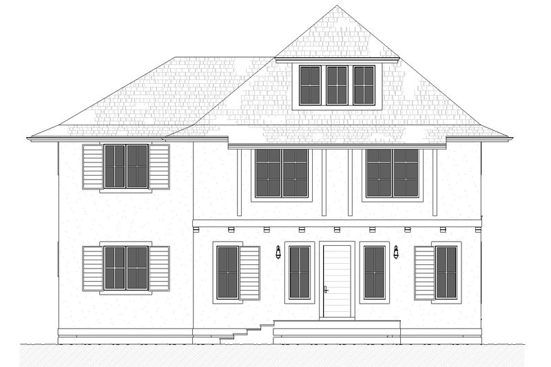 House Plan Design - Exterior - Front Elevation 3 for Beach House Plan #901-167 - 7 bed, 6.5 bath