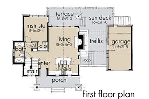 Floor Plan - Main Floor for Contemporary House Plan #120-190 - 2 bed, 2 bath