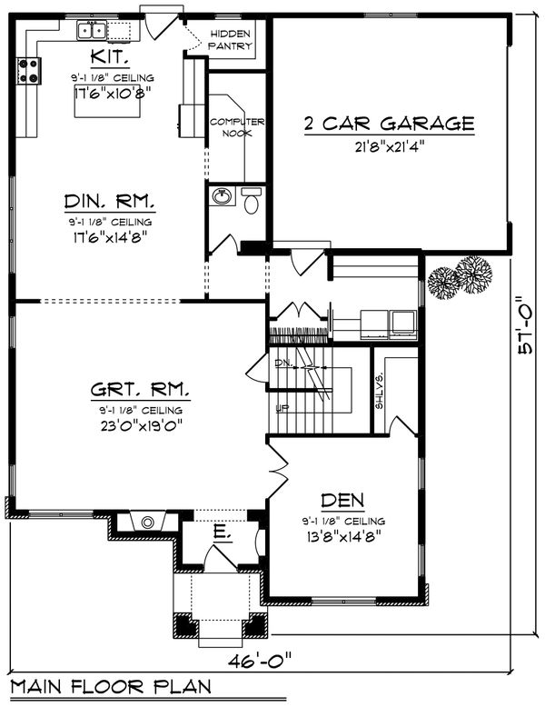 Craftsman Floor Plan - Main Floor Plan #70-1228