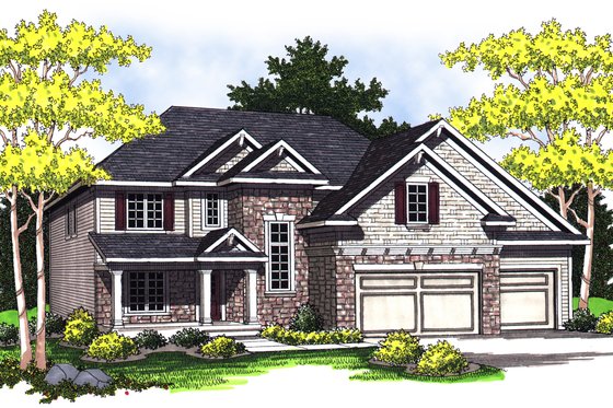 Exterior - Front Elevation for Traditional House Plan #70-843 - 4 bed, 2.5 bath