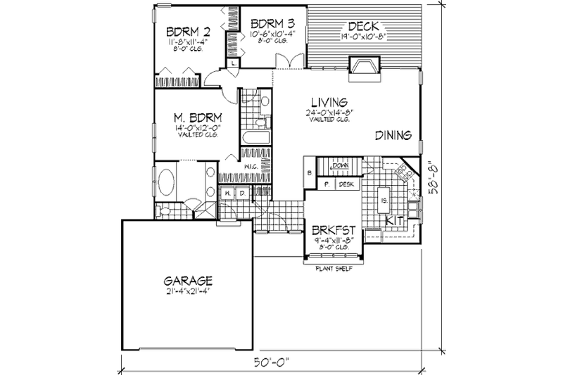 Home Plan - Floor Plan - Main Floor for Country House Plan #320-356 - 3 bed, 2 bath