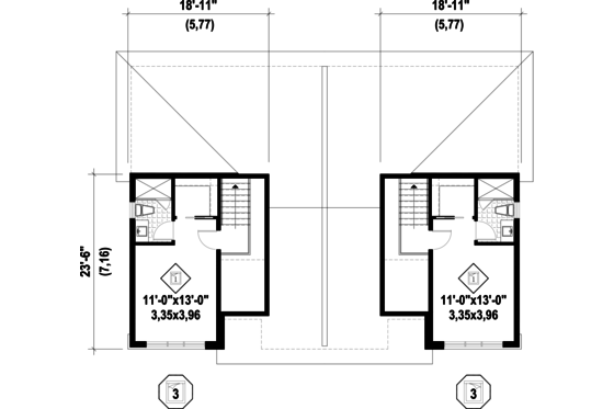Floor Plan - Upper Floor for Contemporary House Plan #25-4611 - 6 bed, 4 bath