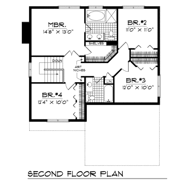 Traditional Floor Plan - Upper Floor Plan #70-227
