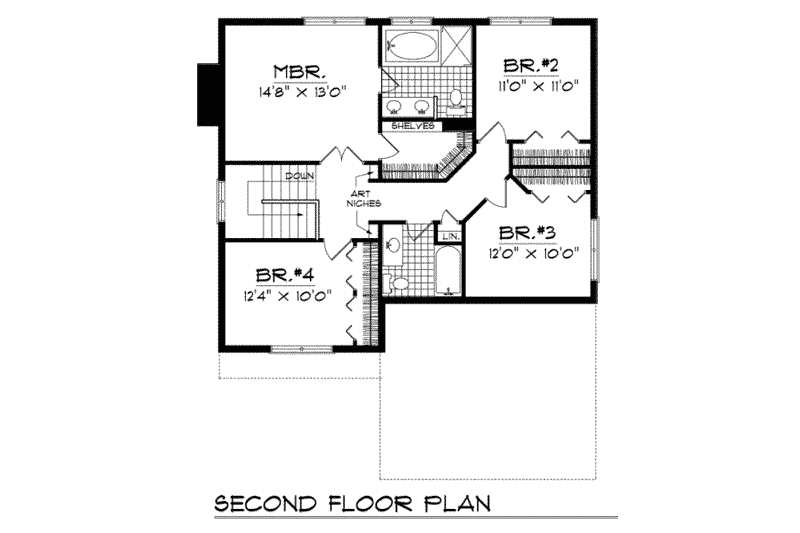 House Plan Design - Floor Plan - Upper Floor for Traditional House Plan #70-227 - 4 bed, 2.5 bath
