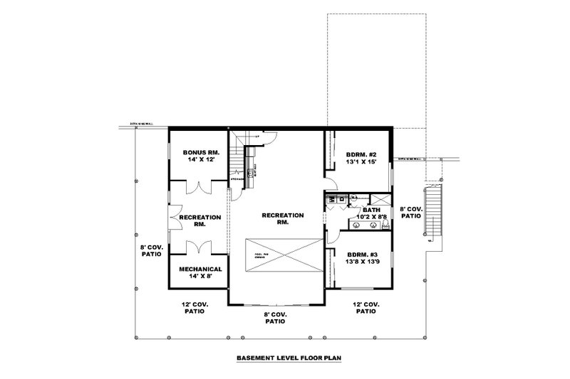 House Design - Floor Plan - Lower Floor for Craftsman House Plan #117-1054 - 3 bed, 2.5 bath