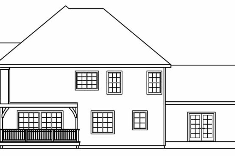 Home Plan - Exterior - Rear Elevation for European House Plan #124-542 - 4 bed, 3.5 bath