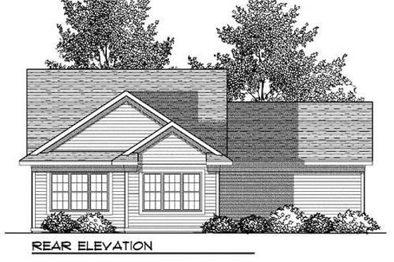 Exterior - Rear Elevation for Ranch House Plan #70-906 - 2 bed, 2 bath