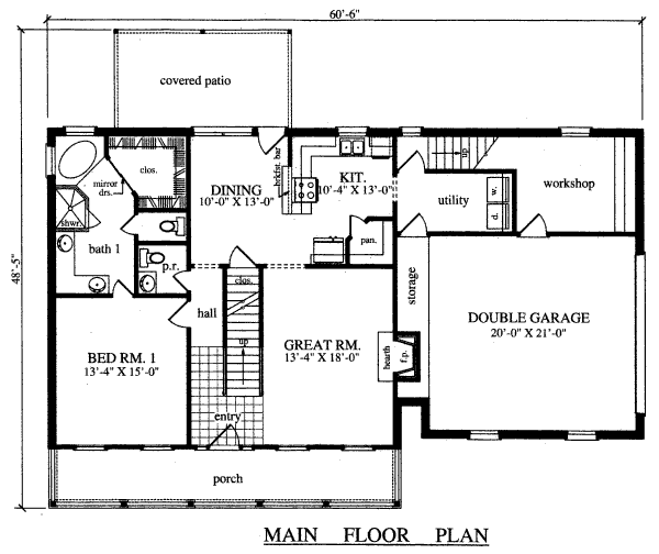 Architectural House Design - Country Floor Plan - Main Floor Plan #42-346