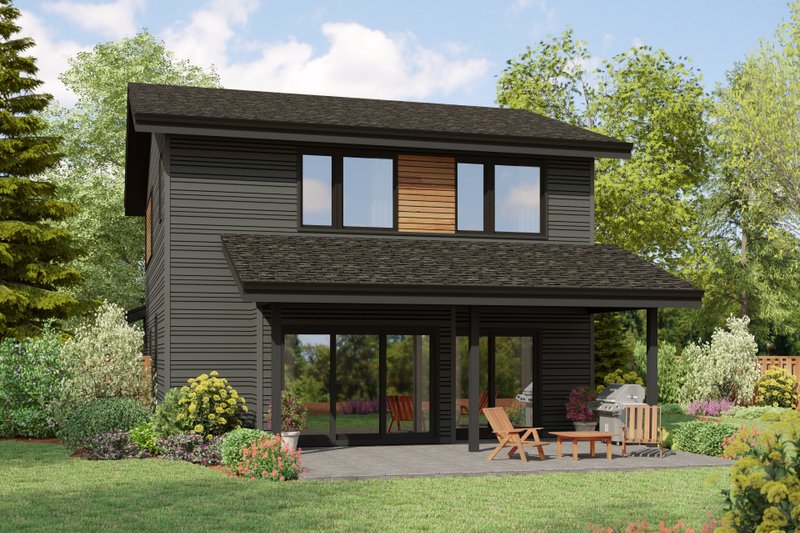 Architectural House Design - Exterior - Rear Elevation for Contemporary House Plan #48-1087 - 4 bed, 3 bath