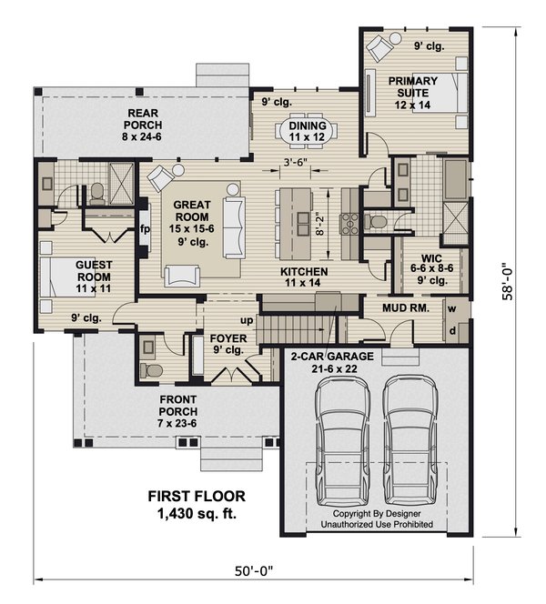 Dream House Plan - Craftsman Floor Plan - Main Floor Plan #51-1421
