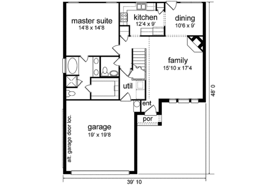 Floor Plan - Main Floor for Traditional House Plan #84-212 - 4 bed, 2.5 bath