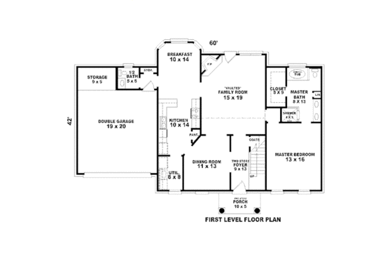 Floor Plan - Main Floor for Colonial House Plan #81-13801 - 4 bed, 2.5 bath