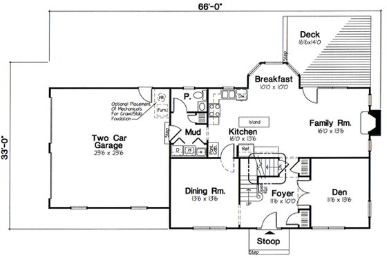 Floor Plan - Main Floor for Colonial House Plan #312-583 - 3 bed, 2.5 bath