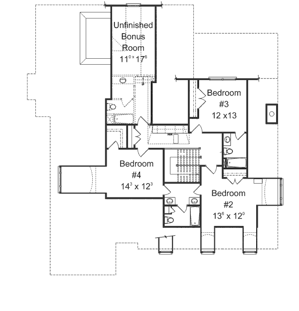 House Design - European Floor Plan - Upper Floor Plan #429-42