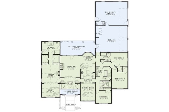 Floor Plan - Main Floor for European House Plan #17-209 - 4 bed, 3.5 bath