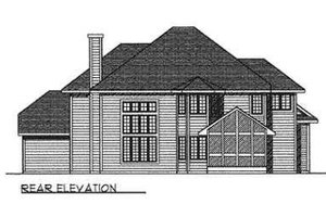Exterior - Rear Elevation for European House Plan #70-493 - 4 bed, 2.5 bath