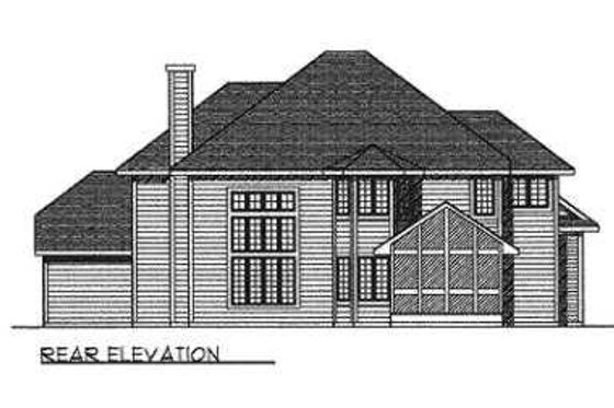 Exterior - Rear Elevation for European House Plan #70-493 - 4 bed, 2.5 bath