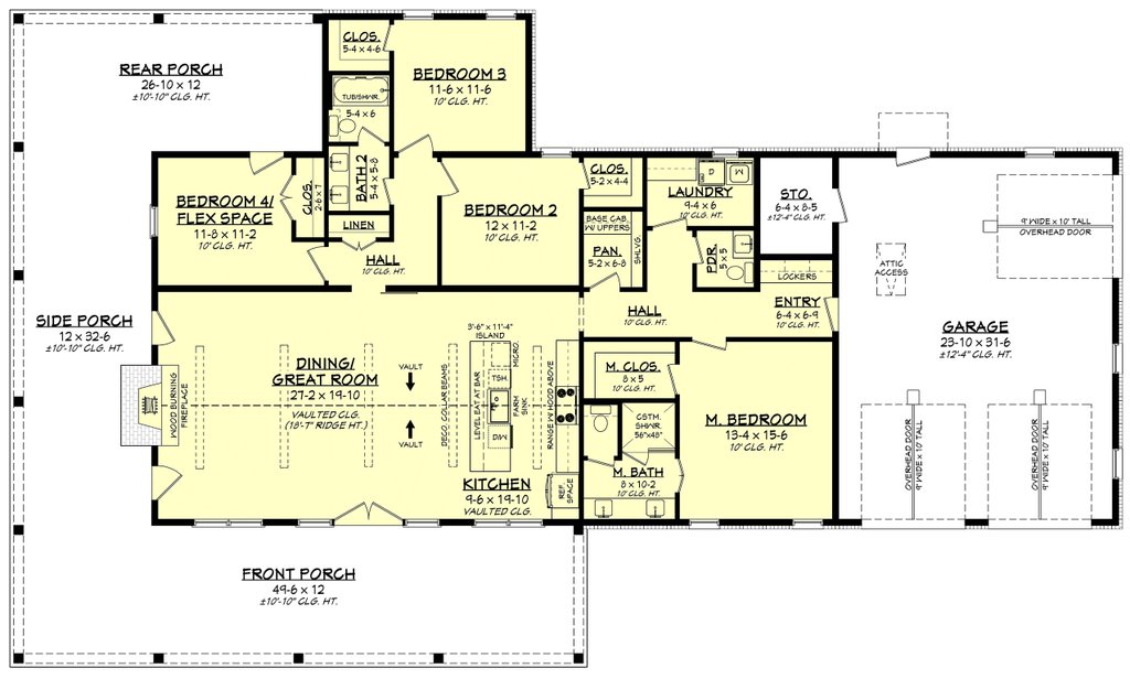 Floor Plan - Main Floor for Barndominium House Plan #430-434 - 4 bed, 2.5 bath