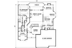 Floor Plan - Main Floor for European House Plan #67-377 - 4 bed, 3 bath