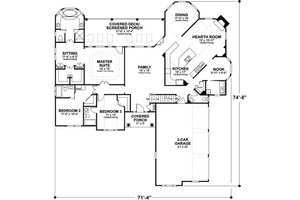 Traditional style house plan, main level floor plan