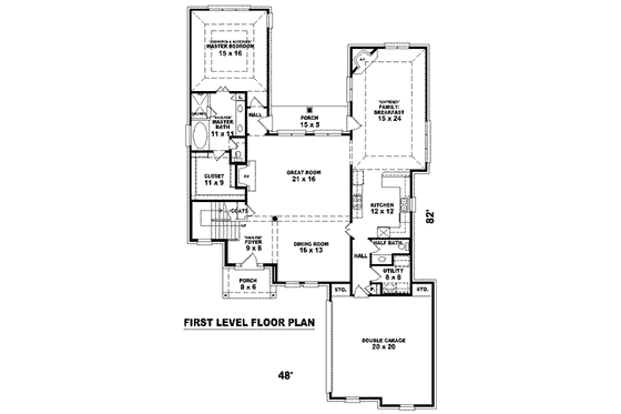 Floor Plan - Main Floor for European House Plan #81-1531 - 3 bed, 2.5 bath